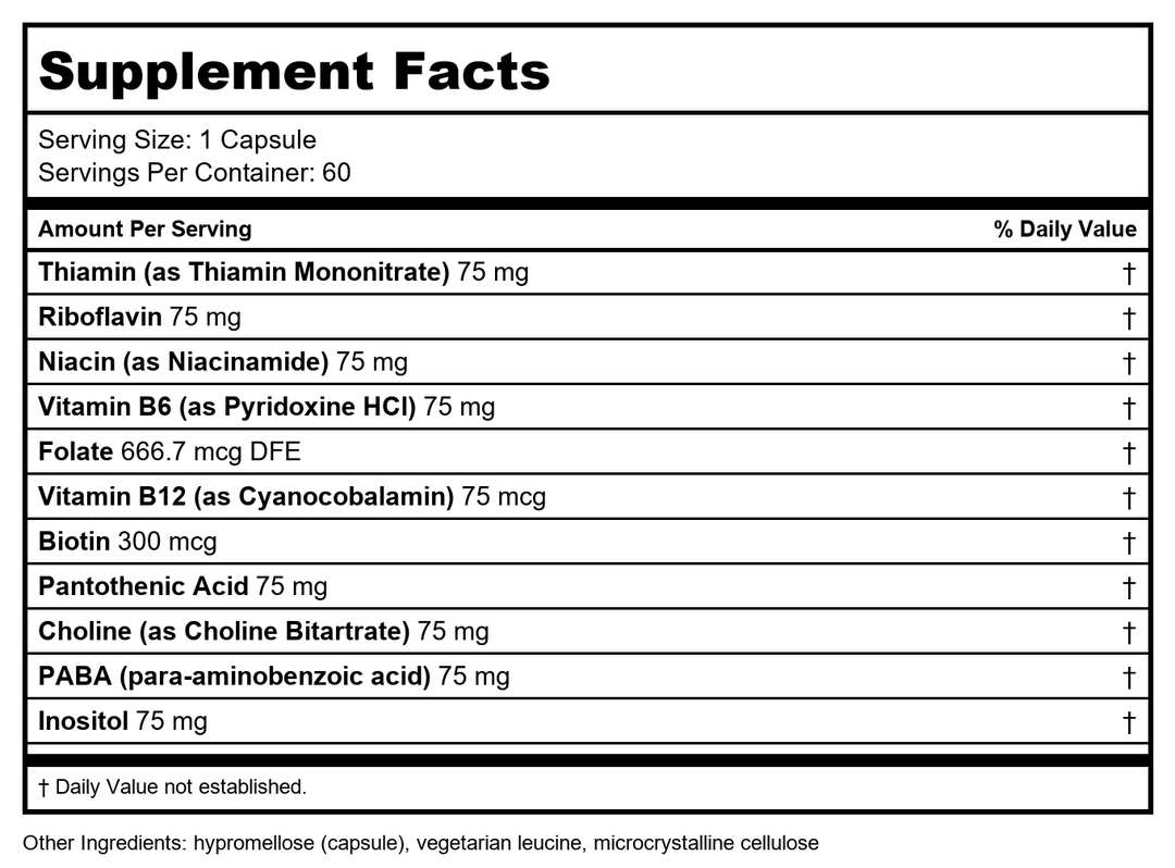 Davinci Labs - B Complex-75 60 caps by DaVinci Labouratories of Vermont - Supplement Facts panel
