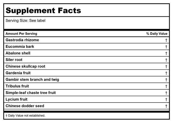 Kan Herbals Steady Centeredness 120 Tablets - Supplement Facts panel
