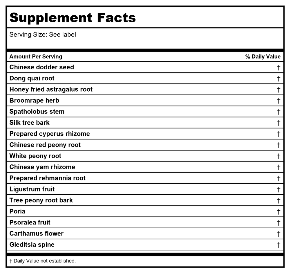 Kan Jade Woman Herbals Jade Moon Phase 3 - 1 Ounce - Supplement Facts panel