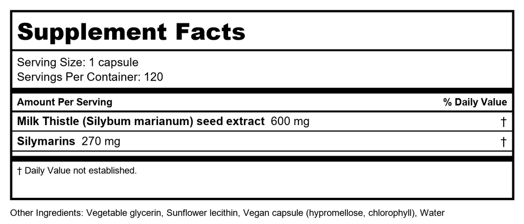 Milk Thistle Gaia Herbs 120 VCaps - Supplement Facts panel