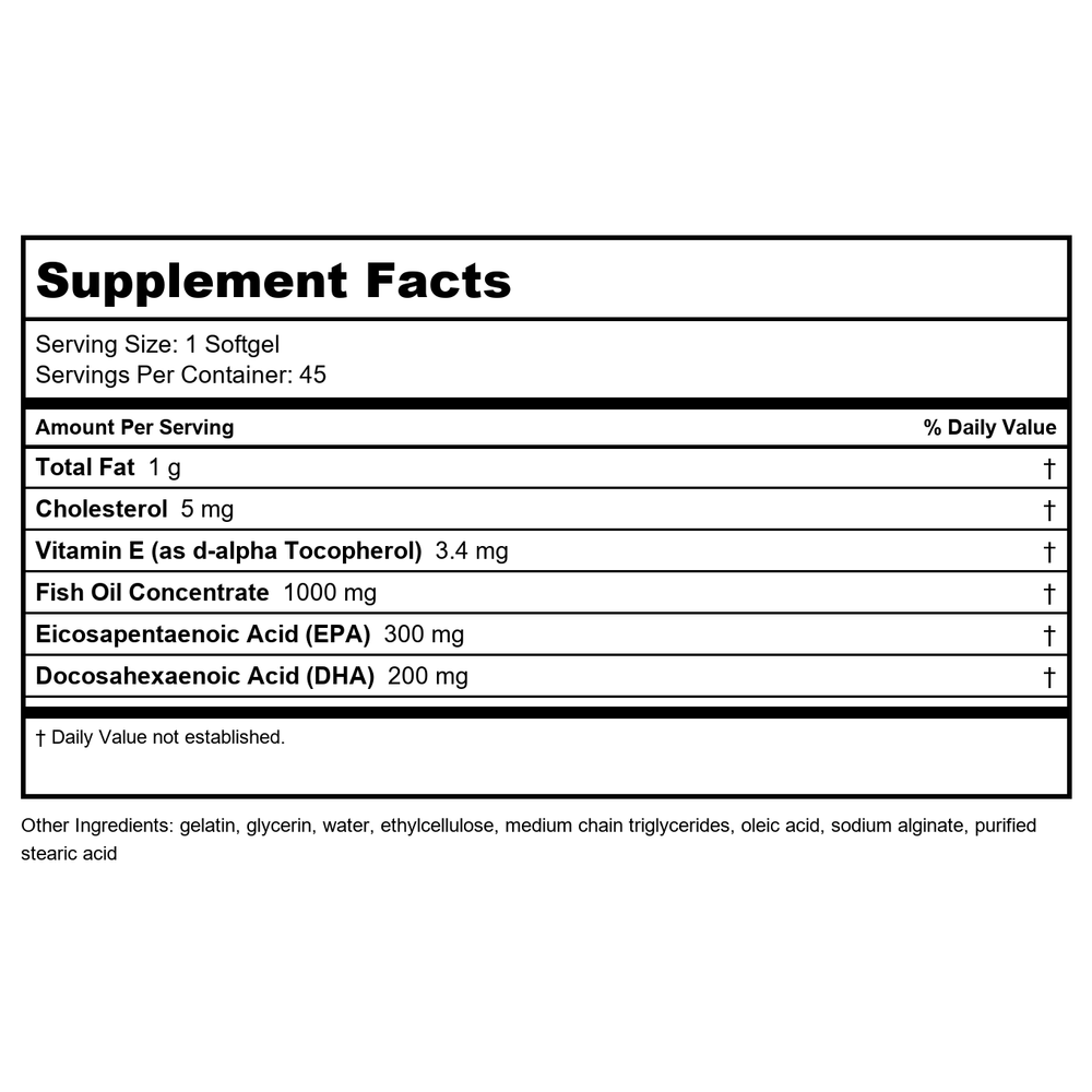 Omega-3 1000 90 SoftGels - DaVinci Laboratories - Supplement Facts panel