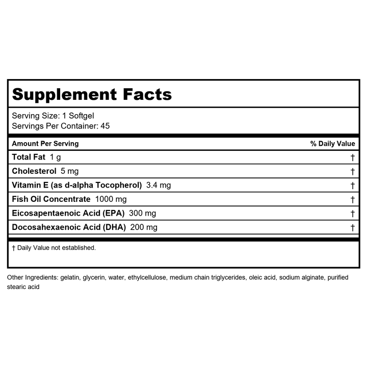 Omega-3 1000 90 SoftGels - DaVinci Laboratories - Supplement Facts panel