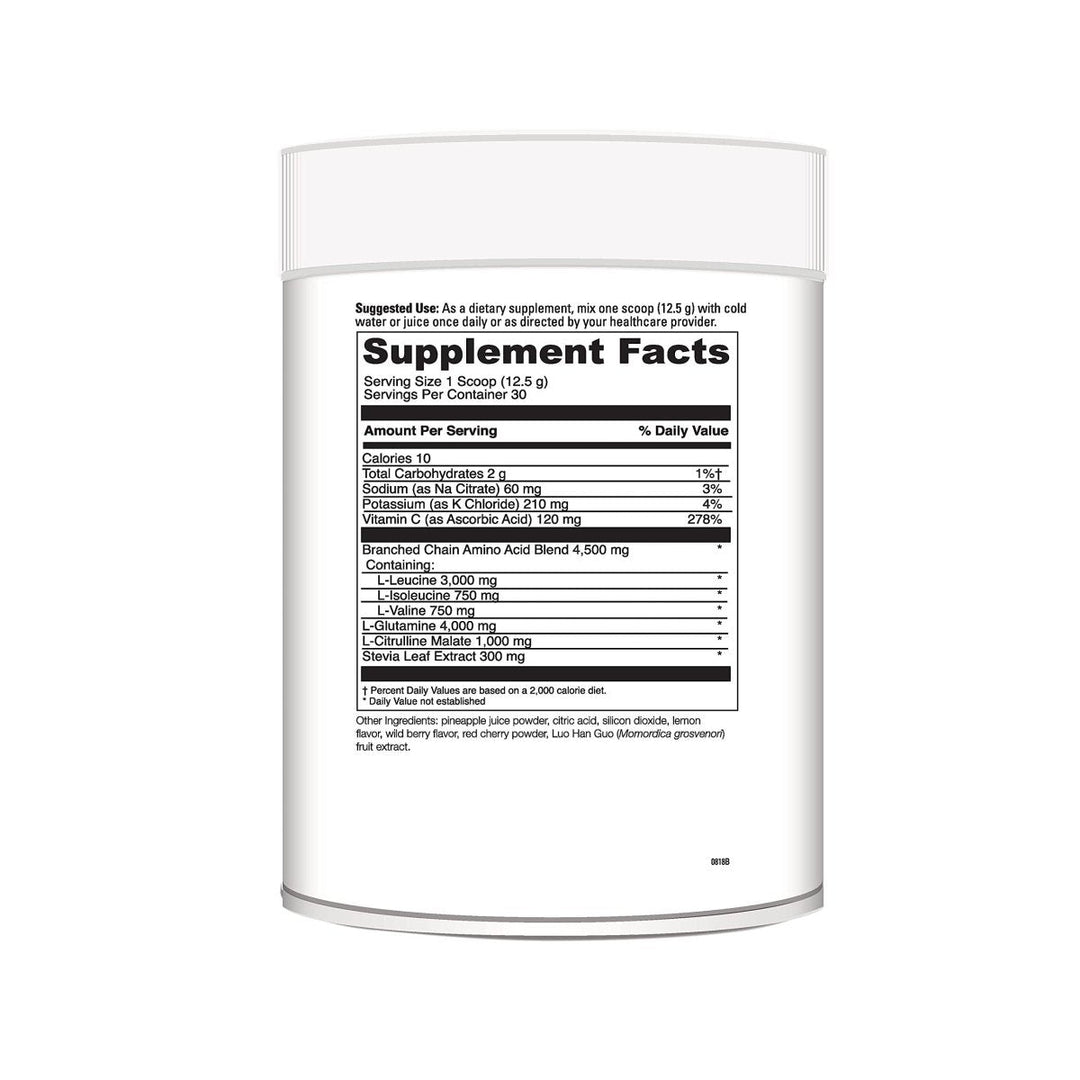 Davinci Labs Maxi BCAA Raspberry Lemonade Energy 13.23 Oz / 30 Servings - Supplement Facts panel