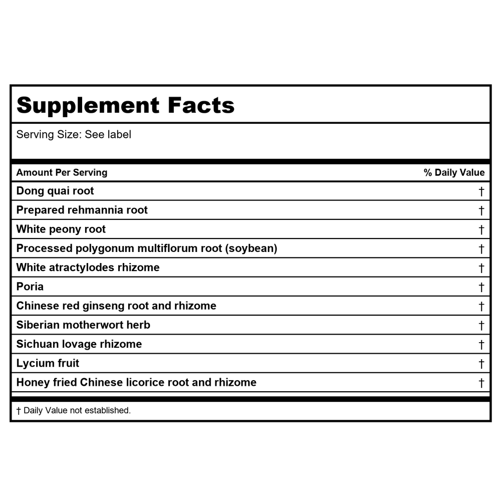Kan Herbals Women's Precious 8 Ounce - Supplement Facts panel