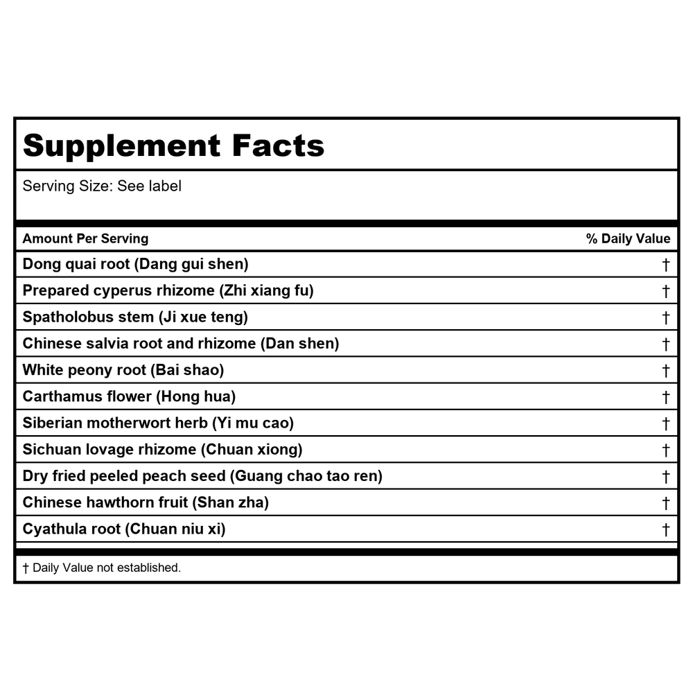 Kan Jade Woman Herbals Jade Moon Passage 300 Tablets - Supplement Facts panel