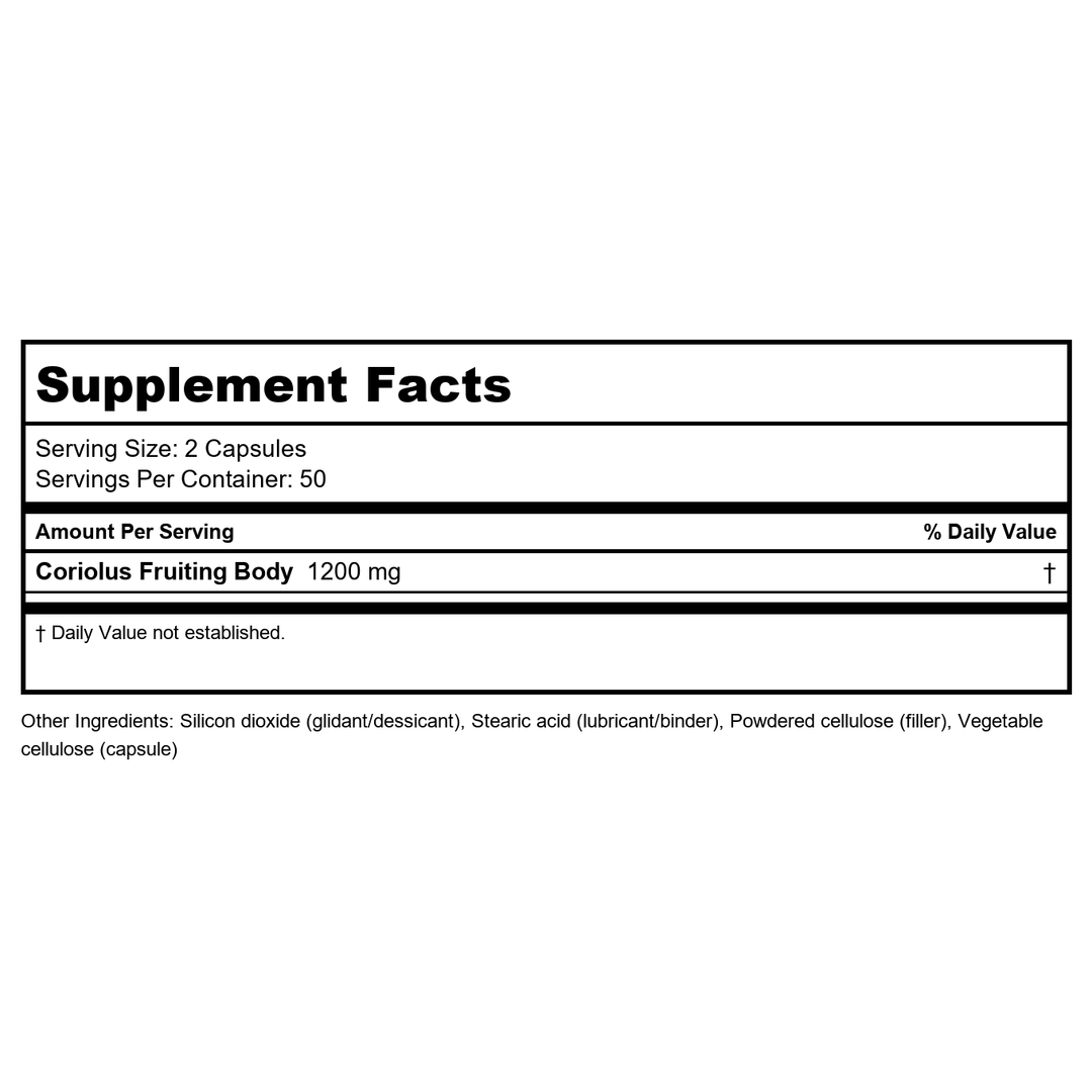 Kan Herb MycoHerb Coriolus 100 Capsules - Supplement Facts panel