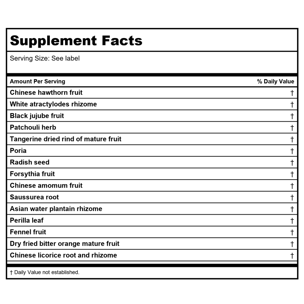 Kan Herb Gentle Warriors Tummy Tamer 8 Ounce - Supplement Facts panel