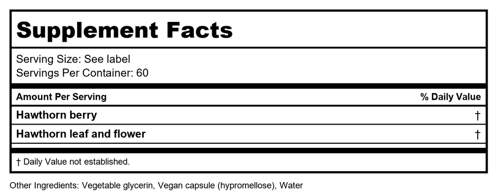 Gaia Herbs Hawthorn 60 Capsules - Supplement Facts panel