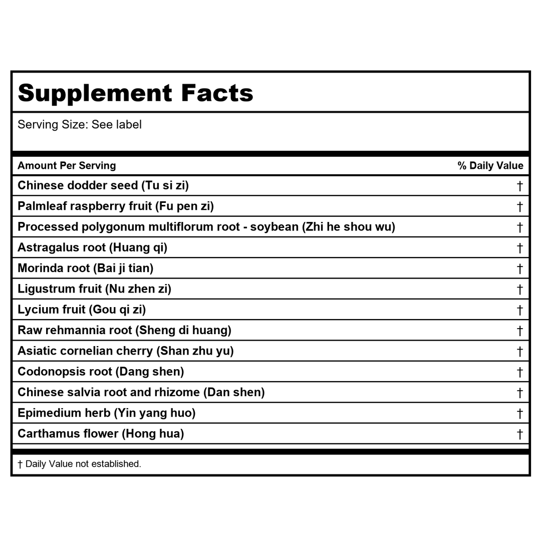 Kan Jade Man Herbals Jade Treasure Support 300 Tablets - Supplement Facts panel