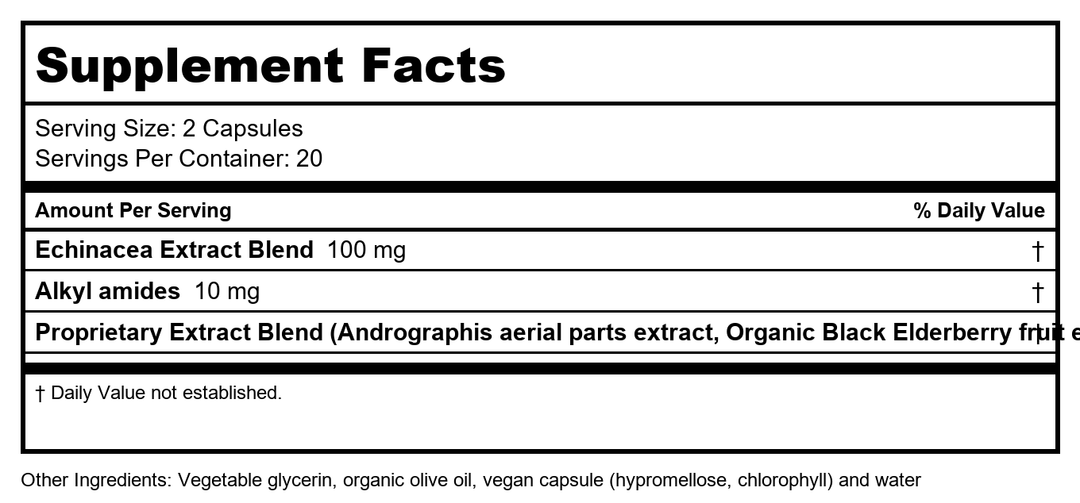 Gaia Herbs Immune Activator - 40 Vegan Liquid Phyto-Capsules (4-Day Supply) - Supplement Facts panel