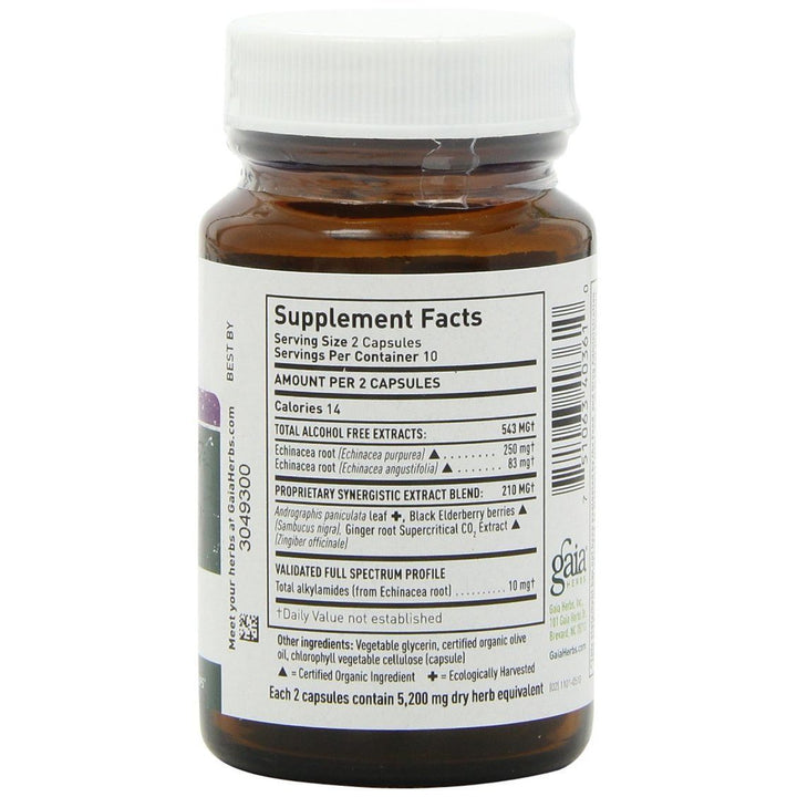Quick Defense Gaia Herbs 20 VCaps - Supplement Facts panel