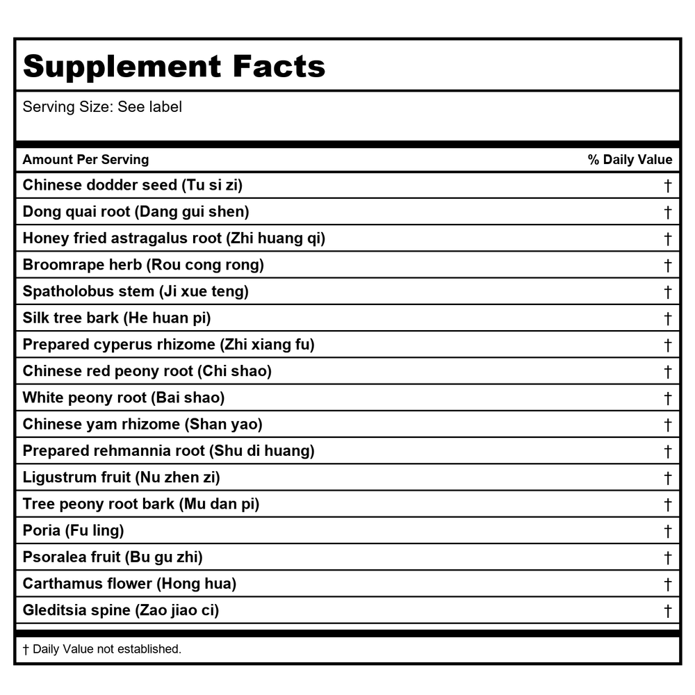 Kan Jade Woman Herbals Jade Moon Phase 3 - 300 Tablets - Supplement Facts panel