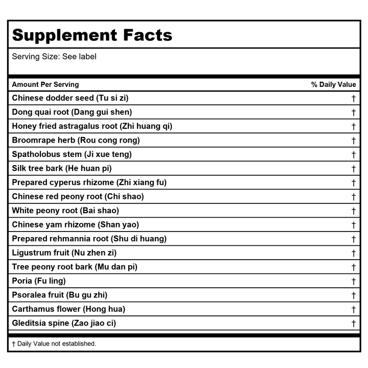 Kan Jade Woman Herbals Jade Moon Phase 3 - 300 Tablets - Supplement Facts panel