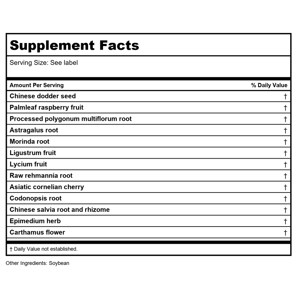 Kan Jade Man Herbals Jade Treasure Support 8 Ounce - Supplement Facts panel
