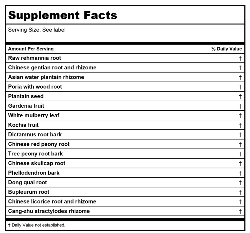 Kan Herbs - Damp Heat Derma Relief 1 oz - Supplement Facts panel