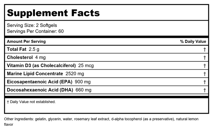 DaVinci Laboratories Omega-3 1000 - 90 Enteric Coated Softg (Quantity of 2) - Supplement Facts panel