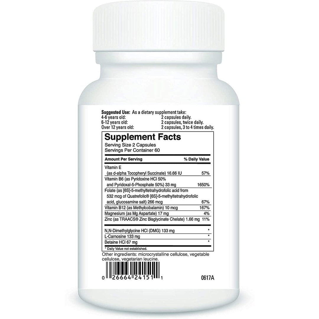 Behavior Balance-DMG 120 VegiCaps by DaVinci Laboratories of Vermont - Supplement Facts panel