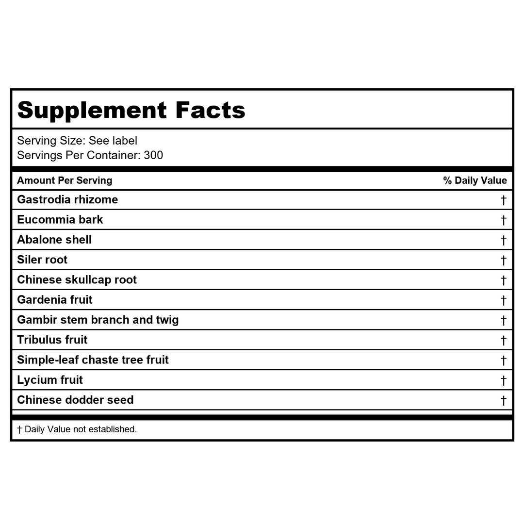 Kan Herbals Steady Centeredness 300 Tablets - Supplement Facts panel