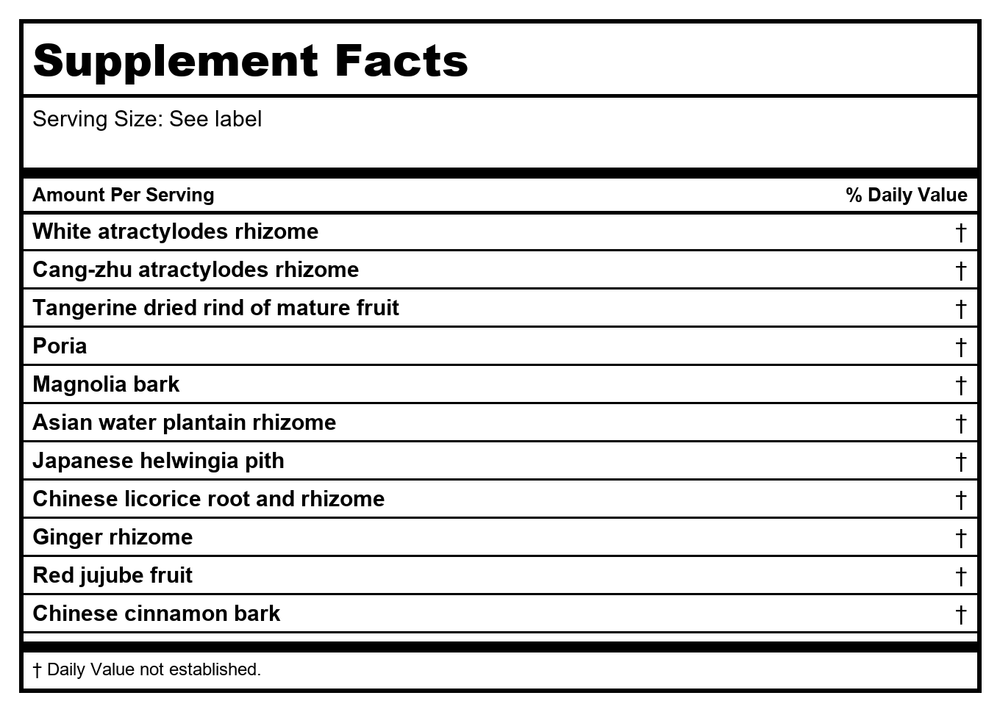Kan Herb Essentials Spleen Support Formula 300 Tablets - Supplement Facts panel
