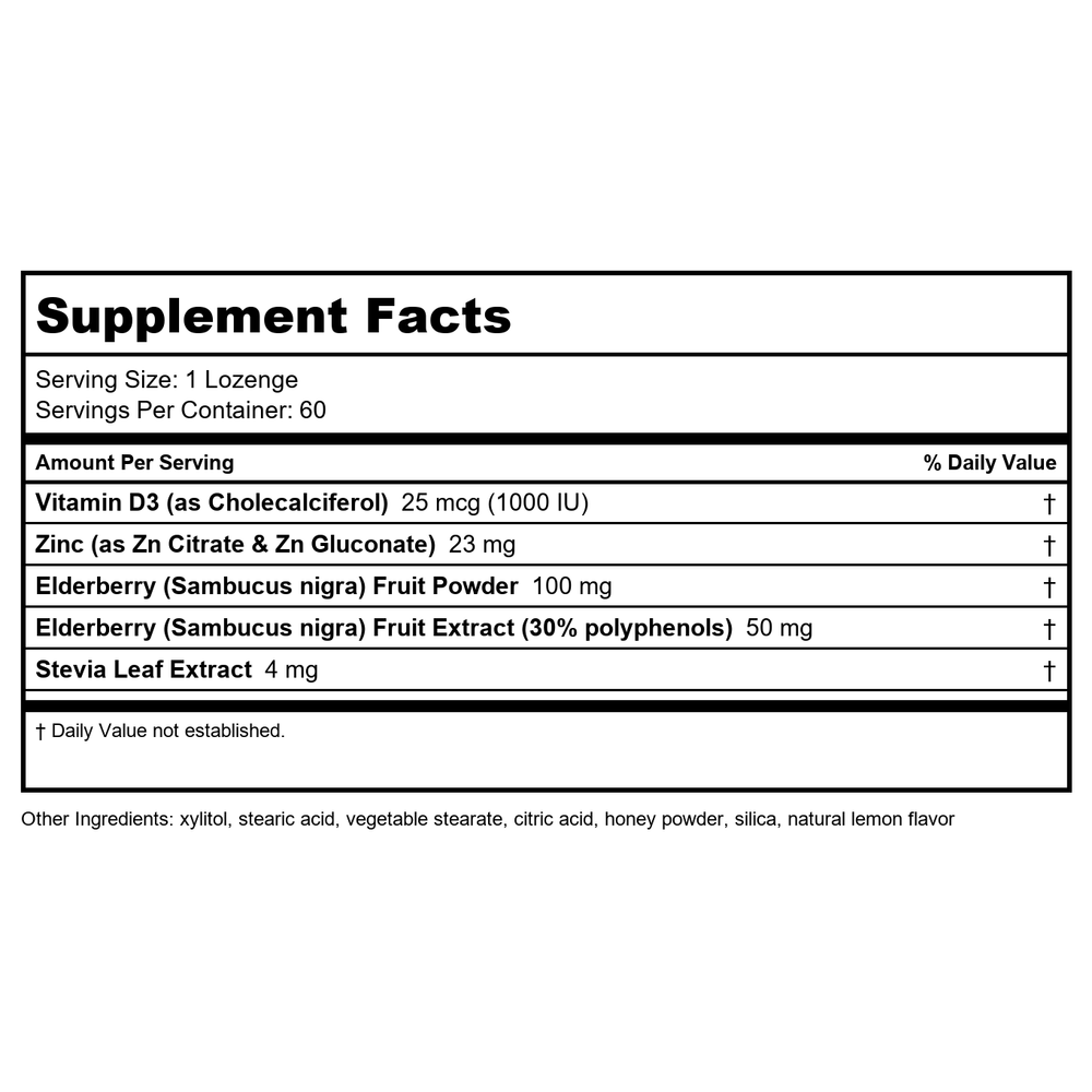 Davinci Labs - Immuno-DMG (chewable) w/Elderberry & Vit D3 120t - Supplement Facts panel
