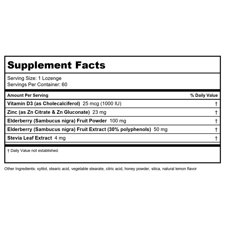 Davinci Labs - Immuno-DMG (chewable) w/Elderberry &amp; Vit D3 120t - Supplement Facts panel