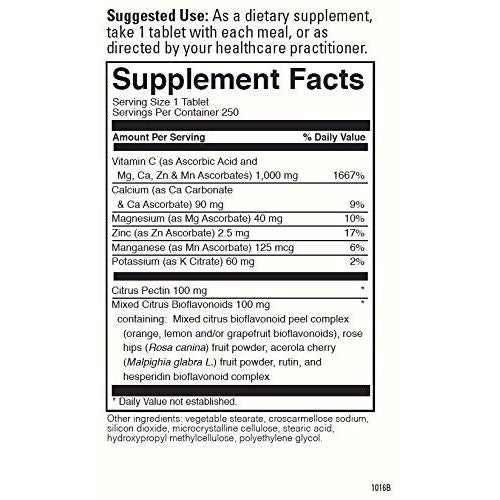 Davinci Poten-C Vegitabs 250 Count - Supplement Facts panel
