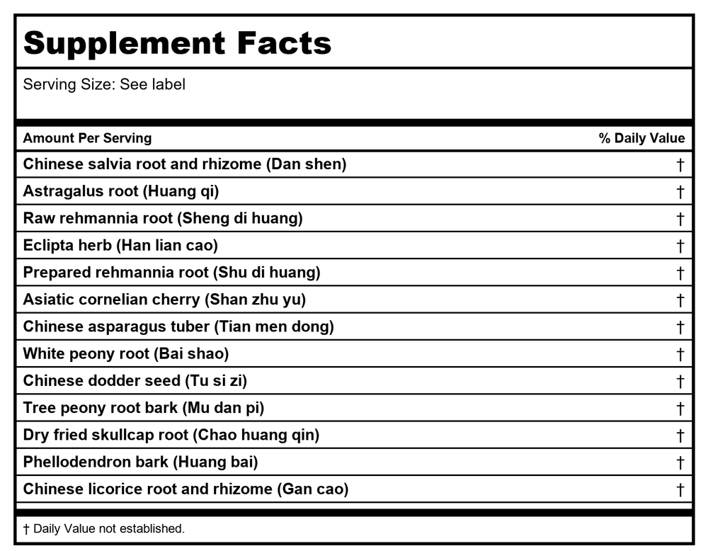 Kan Jade Woman Herbals Jade Moon Cool 8 Ounce - Supplement Facts panel