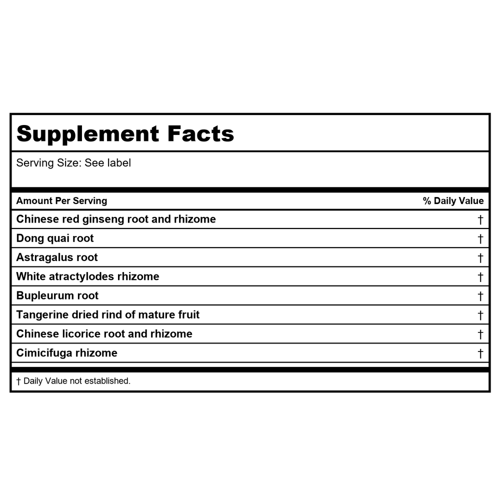 Kan Herb Essentials Lift The Qi 8 Ounce - Supplement Facts panel