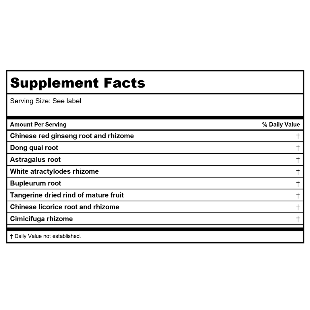 Kan Herb Essentials Lift The Qi 8 Ounce - Supplement Facts panel
