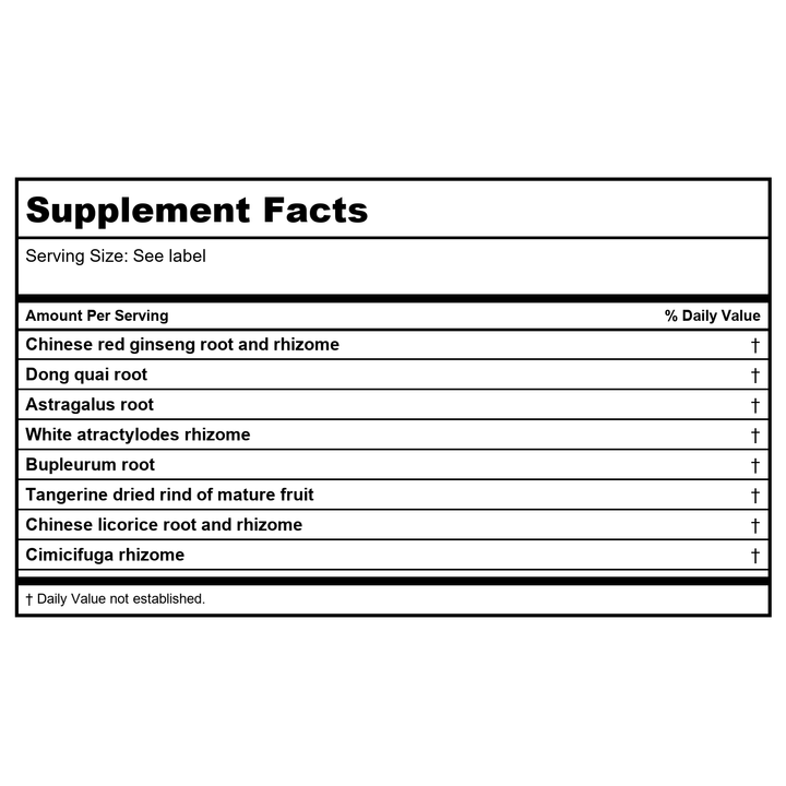 Kan Herb Essentials Lift The Qi 8 Ounce - Supplement Facts panel