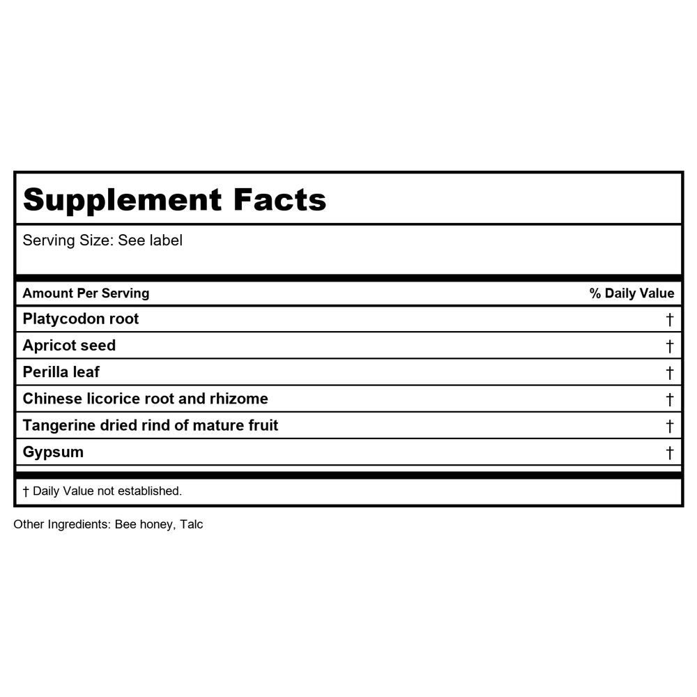 Kan Herb Traditionals Great White Lung Formula 300 Tablets - Supplement Facts panel
