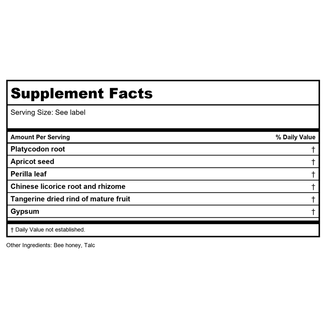 Kan Herb Traditionals Great White Lung Formula 300 Tablets - Supplement Facts panel