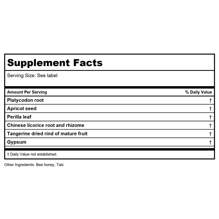 Kan Herb Traditionals Great White Lung Formula 300 Tablets - Supplement Facts panel
