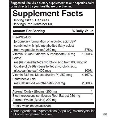 DaVinci Labs Adrenal Benefits, 120 Capsules - Supplement Facts panel