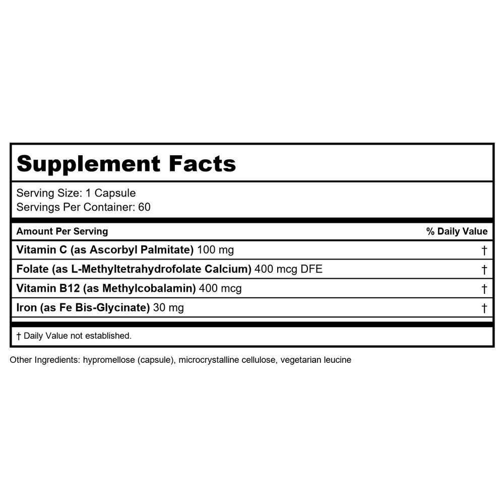 DaVinci Laboratories - Iron Bis-Glycinate - 60 Vegetarian Capsules by Unknown - Supplement Facts panel