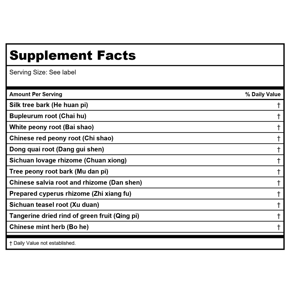 Kan Jade Woman Herbals Jade Calm 8 Ounce - Supplement Facts panel
