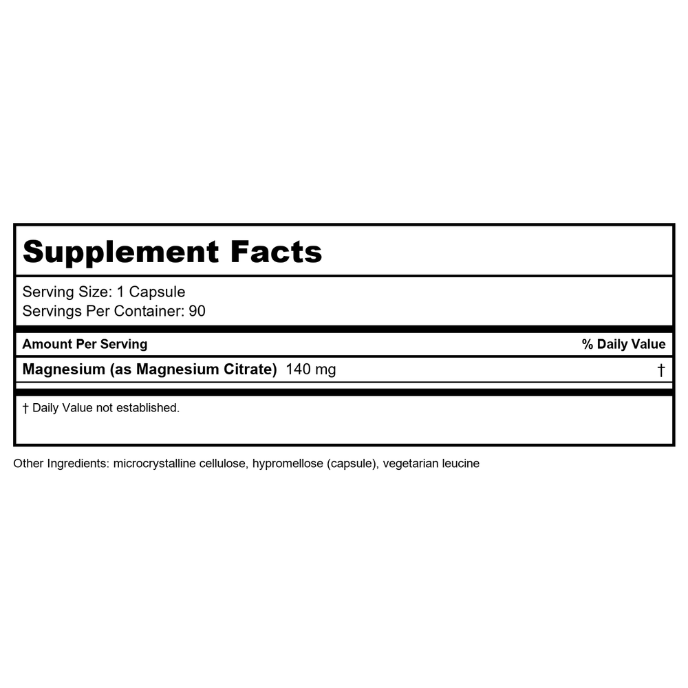 DaVinci Laboratories Magnesium Citrate - Supplement Facts panel