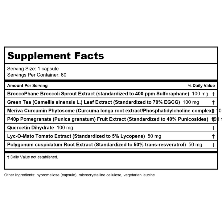 Davinci Labs Phyto Benefits 60 Capsules - Supplement Facts panel