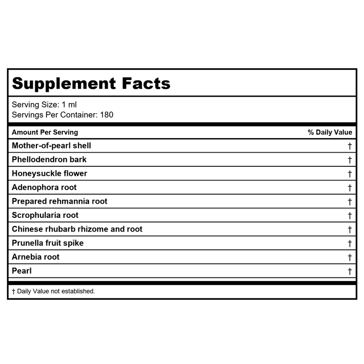 Kan Herb Traditionals Colorful Phoenix Pearl Combination 8 Ounce - Supplement Facts panel