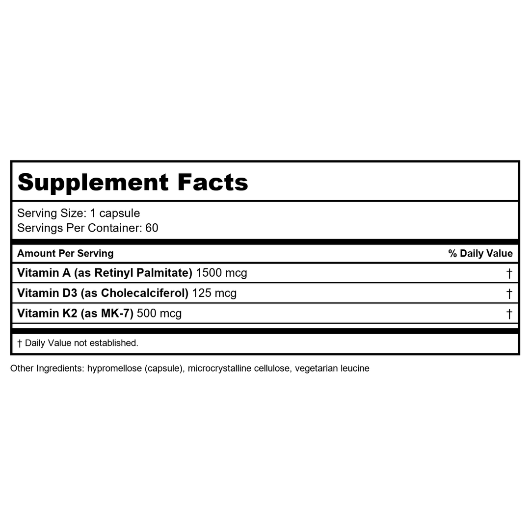 Davinci Labs A.D.K 60 Capsules by DaVinci - Supplement Facts panel