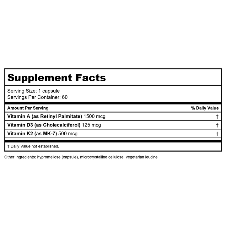 Davinci Labs A.D.K 60 Capsules by DaVinci - Supplement Facts panel