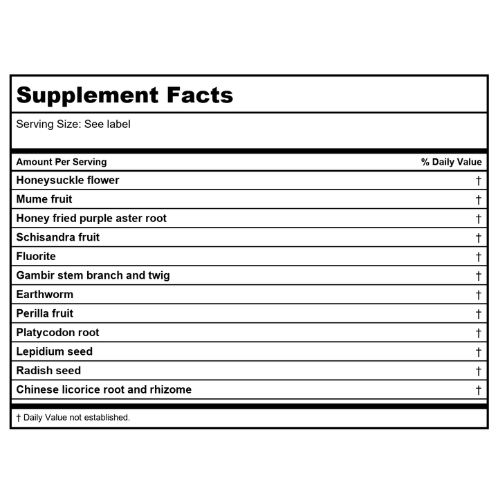 Kan Herb Gentle Warriors Pipe Cleaner 8 Ounce - Supplement Facts panel