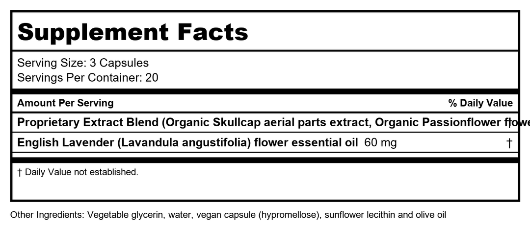Gaia PRO Calm Restore - Supplement Facts panel