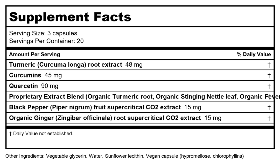 Gaia Herbs. Turmeric Supreme. Allergy. 60 Ct. - Supplement Facts panel