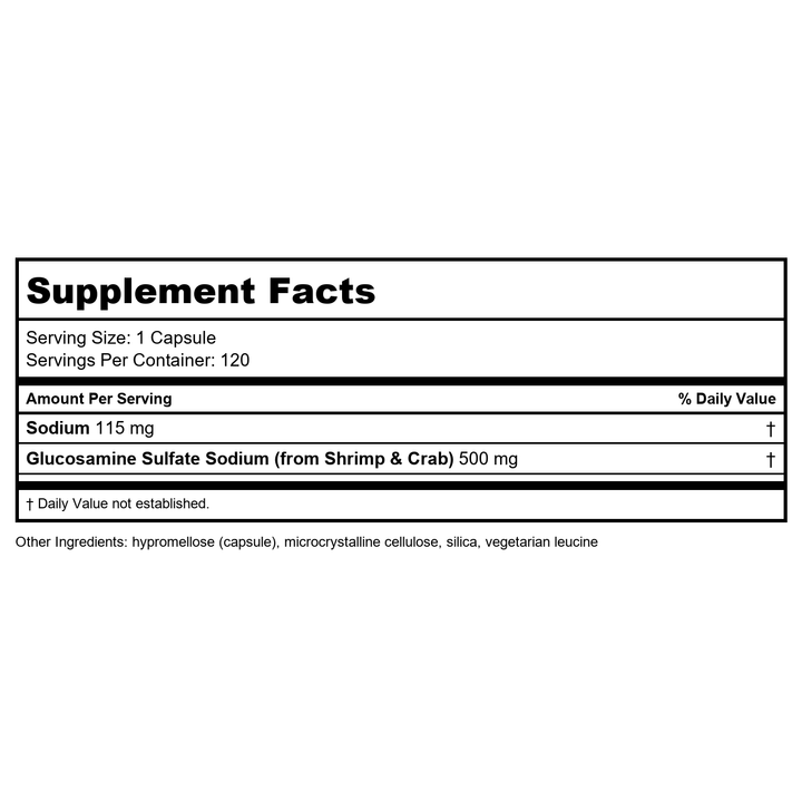 Davinci Labs - Glucosamine Sulfate 120 Capsules - Supplement Facts panel