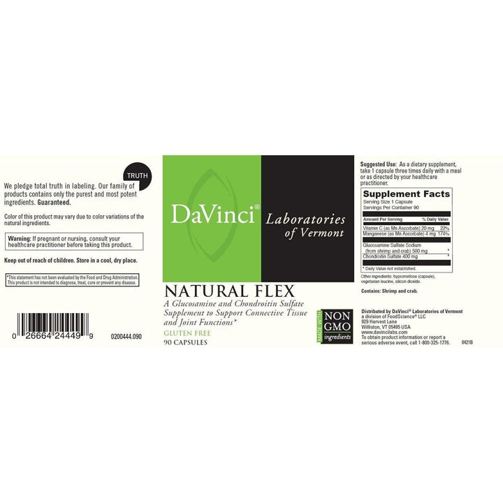 Davinci Labs NATURAL FLEX 90 capsules - Supplement Facts panel