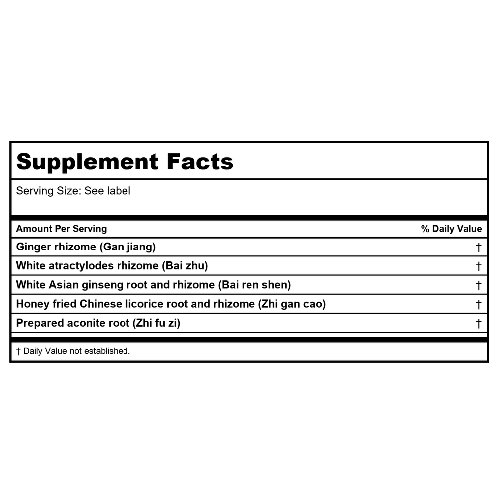 Kan Herb Traditionals Fire The Yang 2 Ounce - Supplement Facts panel