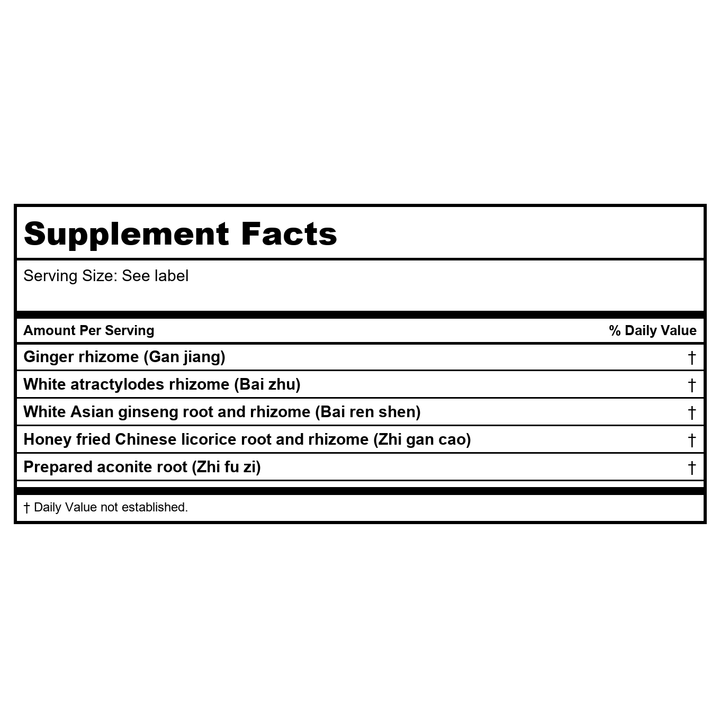 Kan Herb Traditionals Fire The Yang 2 Ounce - Supplement Facts panel