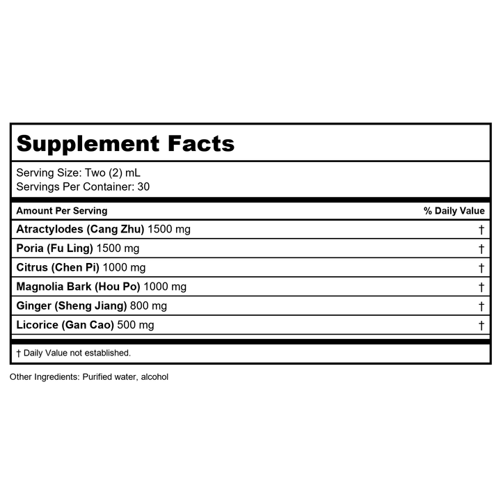 Kan Herb Chinese Modular Solutions Purge Moisture 2 Ounce - Supplement Facts panel
