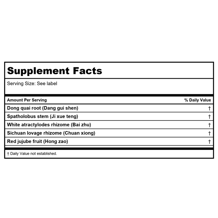 Kan Herb Traditionals Angelica Restorative Formula 300 Tablets - Supplement Facts panel